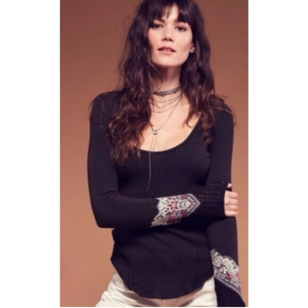 NWT Free People Bandana Cuff Thermal Black L